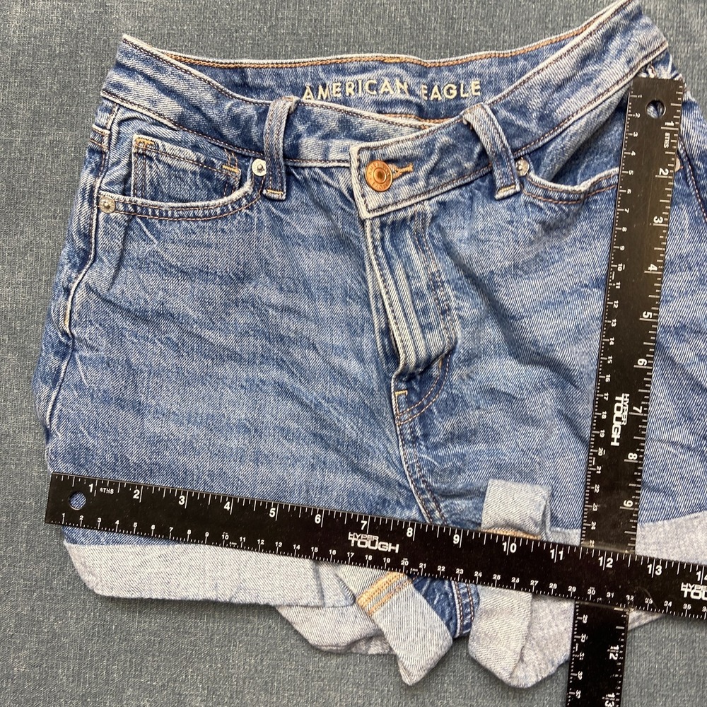 American Eagle Outfitters Denim Shorts Womens 00 Blue Cotton Mid Rise Cuffed Hem - Picture 9 of 16